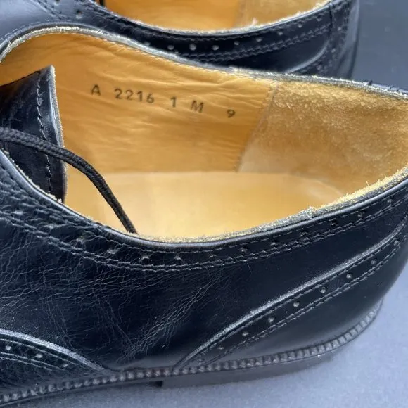 Adolfo Lace Up Oxford Dress Shoes Men's‎ 9 M Black Leather Brogue Wingtip