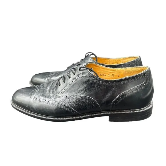 Adolfo Lace Up Oxford Dress Shoes Men's‎ 9 M Black Leather Brogue Wingtip