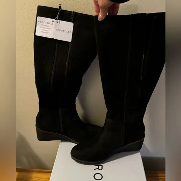Aerosoles Binocular Winter Boots Black Suede - 8M - New in Box