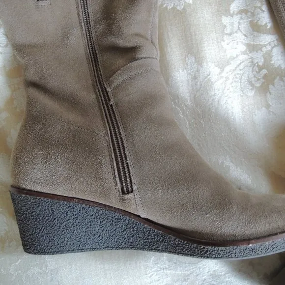 Aerosoles Tan Binocular Suede Wedge Knee Boots 7M