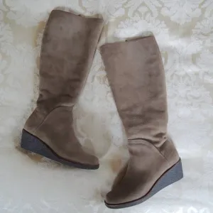 Aerosoles Tan Binocular Suede Wedge Knee Boots 7M