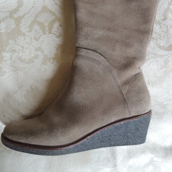 Aerosoles Tan Binocular Suede Wedge Knee Boots 7M