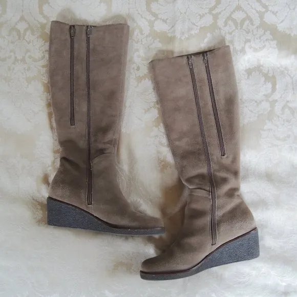 Aerosoles Tan Binocular Suede Wedge Knee Boots 7M