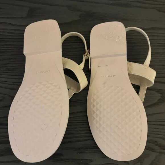 Aerosoles Women's Cherry Flat Sandal, White Leather, 6.5 - 1138