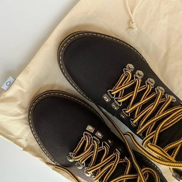 Ahimsa Jeffrey Jeffery Black Nylon Lace Up Vegan Womens Hiking Boots