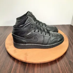 Air Jordan 1 Mid Kids Size 4.5Y (Womens 6) Shoes Triple Black Basketball Sneaker