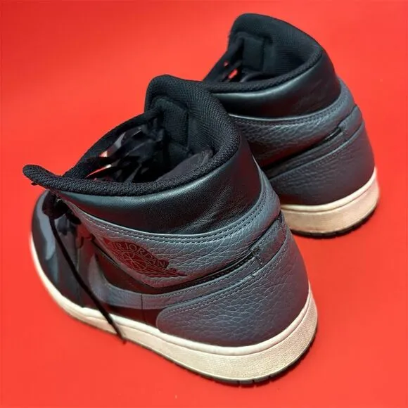 Air Jordan 1 Mid Men's Sneakers Black Size 10.5 Casual Athletic Shoes