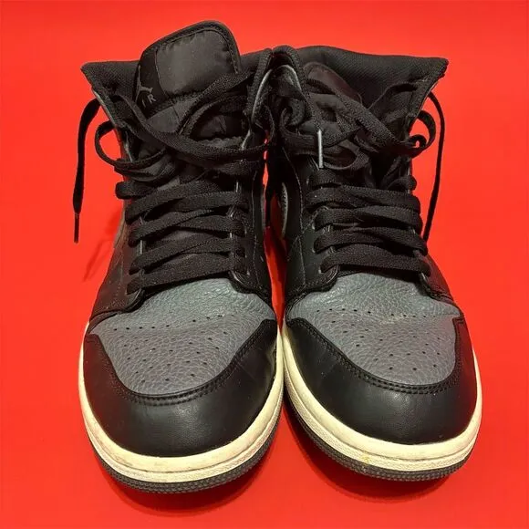 Air Jordan 1 Mid Men's Sneakers Black Size 10.5 Casual Athletic Shoes
