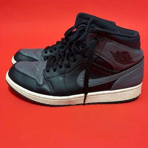 Air Jordan 1 Mid Men's Sneakers Black Size 10.5 Casual Athletic Shoes