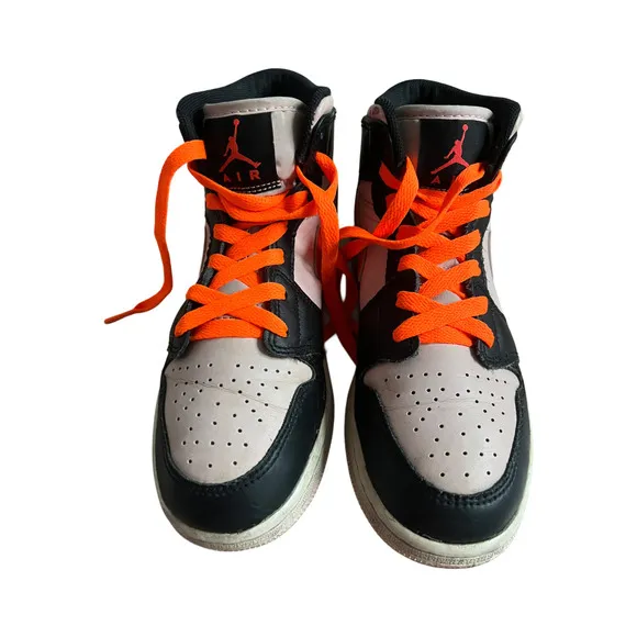Air Jordan 1 Mid Sneakers Big Kids 4.5Y Black Pink Crimson GS Atmosphere 554725