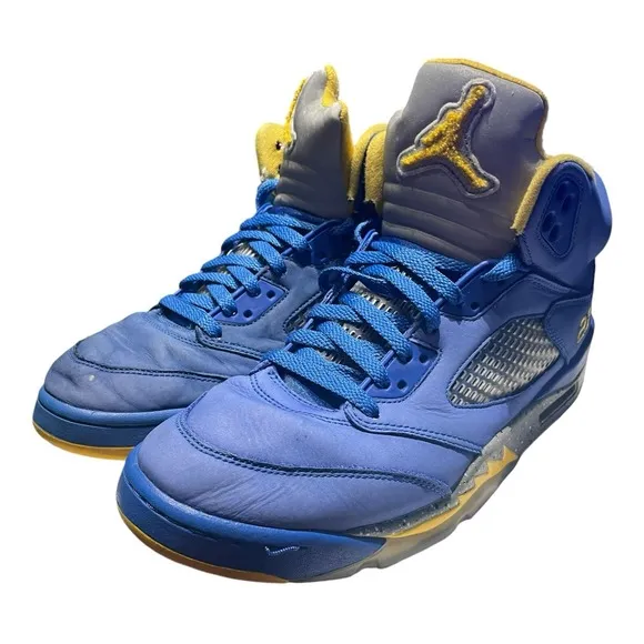 Air Jordan 5 Retro Laney Yellow Blue Suede Grey CD2720-400 Sneakers Mens Size 10
