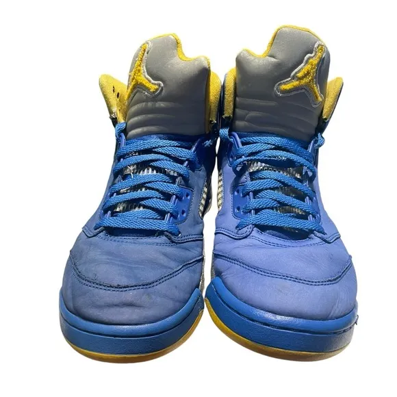 Air Jordan 5 Retro Laney Yellow Blue Suede Grey CD2720-400 Sneakers Mens Size 10