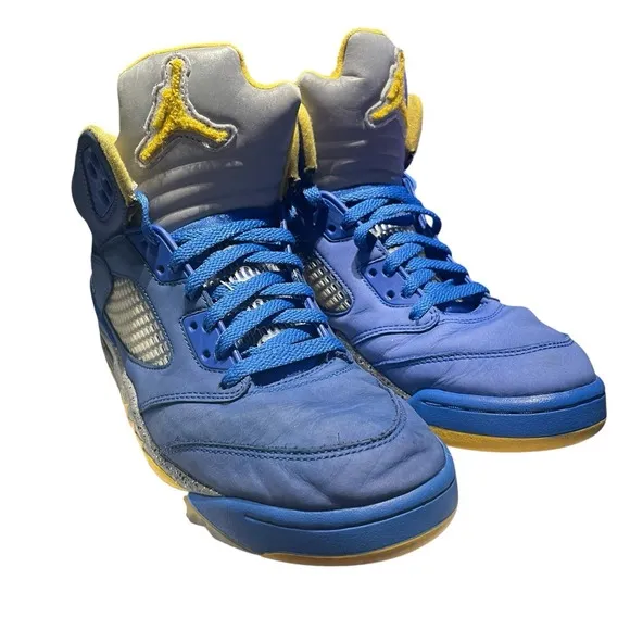 Air Jordan 5 Retro Laney Yellow Blue Suede Grey CD2720-400 Sneakers Mens Size 10