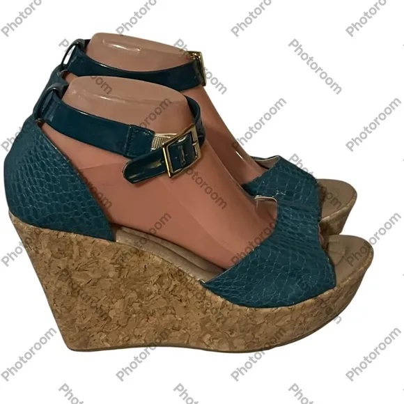 Alberto Turquoise Wedges Shoes Sz 9