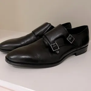 ALDO Black Double Monk Strap Mens Dress Shoes Leather Buckle US 12