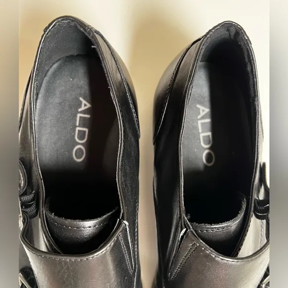 ALDO Black Double Monk Strap Mens Dress Shoes Leather Buckle US 12
