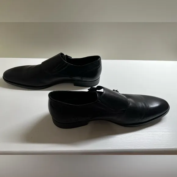 ALDO Black Double Monk Strap Mens Dress Shoes Leather Buckle US 12