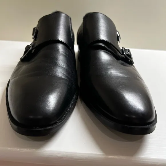 ALDO Black Double Monk Strap Mens Dress Shoes Leather Buckle US 12