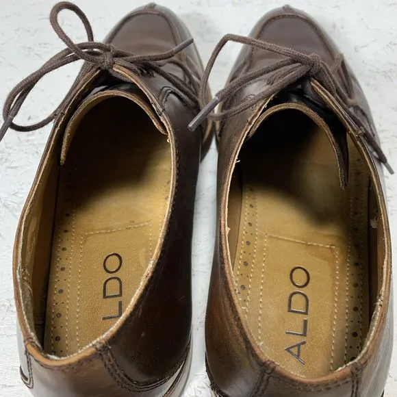 Aldo Leather Dress Shoes Lace Up Mens Size 11 Brown