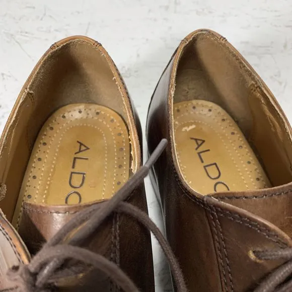 Aldo Leather Dress Shoes Lace Up Mens Size 11 Brown
