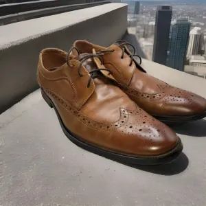 ALDO Mens Lace Up Wingtip Oxford Dress Shoes, Brown Leather, Size 8 (EU 41)