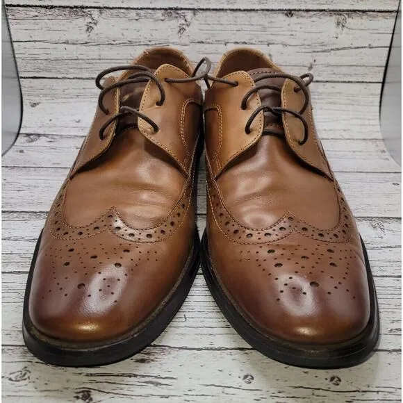 ALDO Mens Lace Up Wingtip Oxford Dress Shoes, Brown Leather, Size 8 (EU 41)