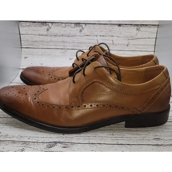 ALDO Mens Lace Up Wingtip Oxford Dress Shoes, Brown Leather, Size 8 (EU 41)