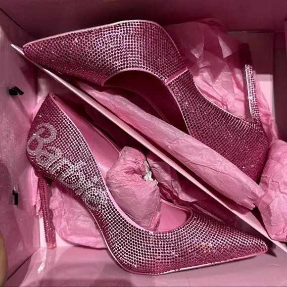 Aldo x Barbie Malibu Pink Satin Rhinestone Pumps New Woman’s Sizes