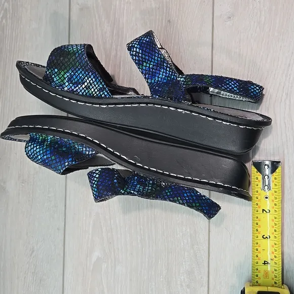 Alegria Women Ver 388 Leather Colorful Strappy Sandals Wedge Shoes Sz 38/8-8.5