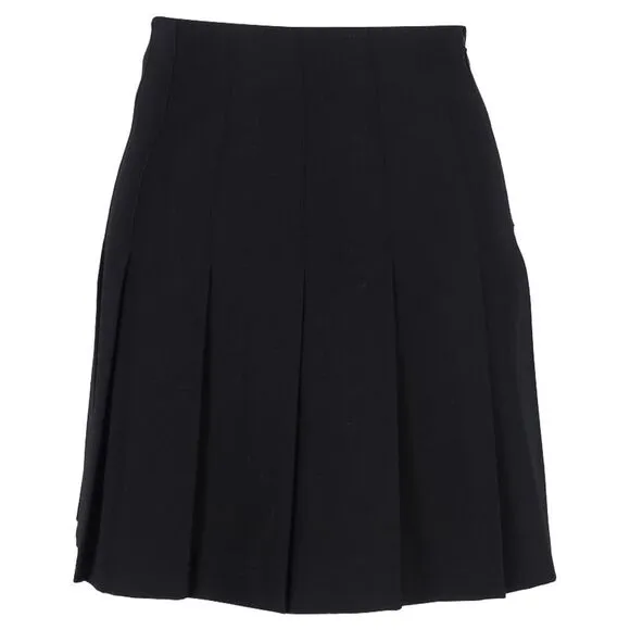 Alessandra Rich Pleated Mini Skirt in Black Wool