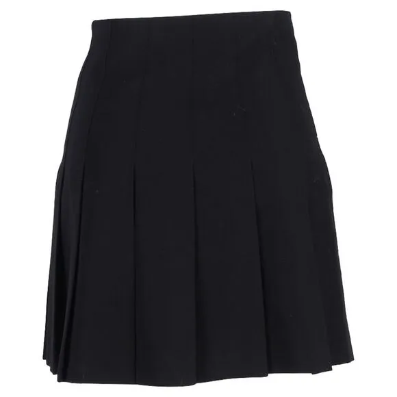 Alessandra Rich Pleated Mini Skirt in Black Wool