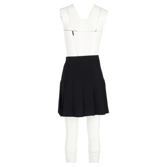 Alessandra Rich Pleated Mini Skirt in Black Wool