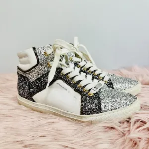 ALESSANDRO DELL'ACQUA GLITTER ZIP HI-TOP SNEAKERS SHOES
