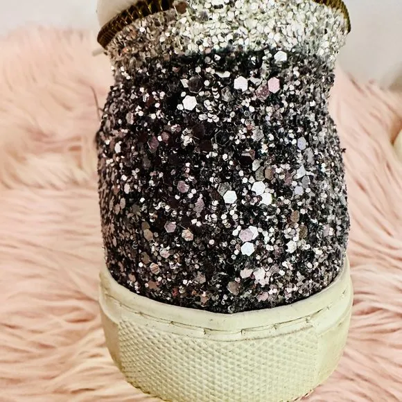 ALESSANDRO DELL'ACQUA GLITTER ZIP HI-TOP SNEAKERS SHOES