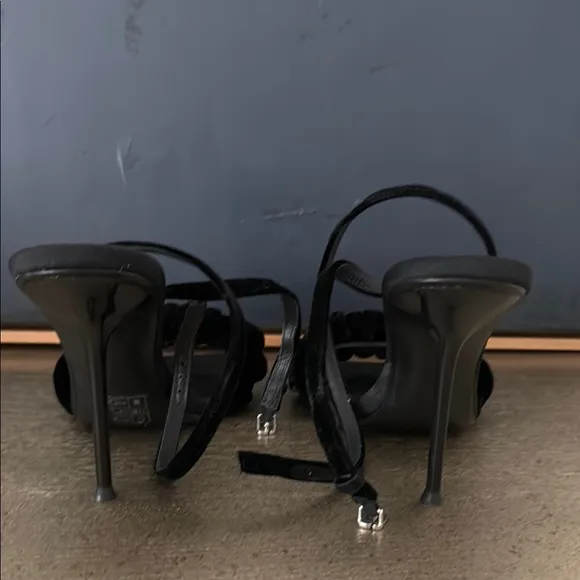 Alexander Wang Black Heeled Mules with Ruched Straps