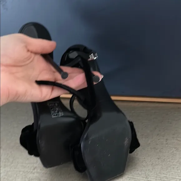 Alexander Wang Black Heeled Mules with Ruched Straps