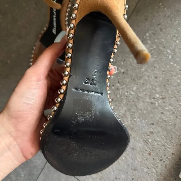 Alexandre Birman Brown and Cream Sandals with Studded Trim