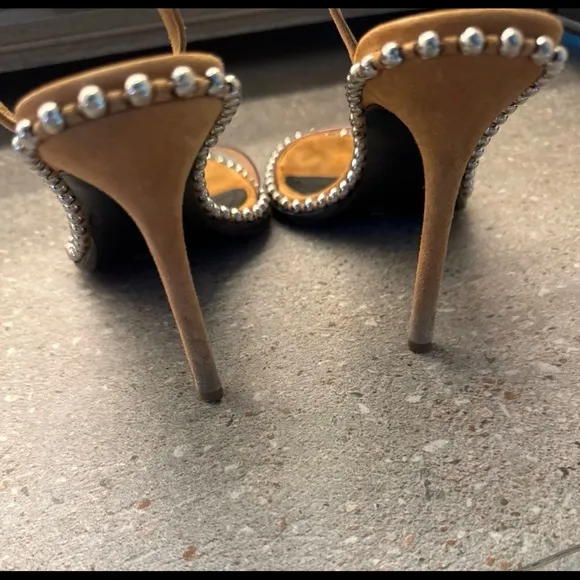 Alexandre Birman Brown and Cream Sandals with Studded Trim