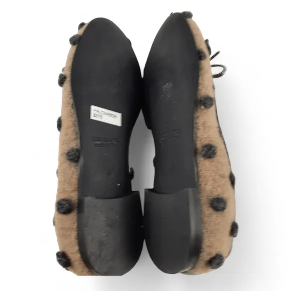 ALI MACGRAW   BUTTER Felt Pom Bow Ballet Flats Taupe Black Italy Eco Crafted 7