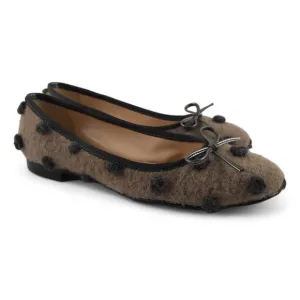 ALI MACGRAW   BUTTER Felt Pom Bow Ballet Flats Taupe Black Italy Eco Crafted 7