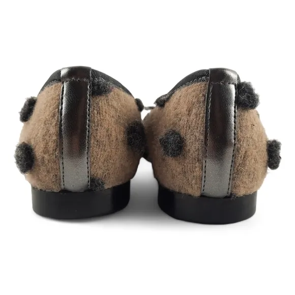 ALI MACGRAW   BUTTER Felt Pom Bow Ballet Flats Taupe Black Italy Eco Crafted 7
