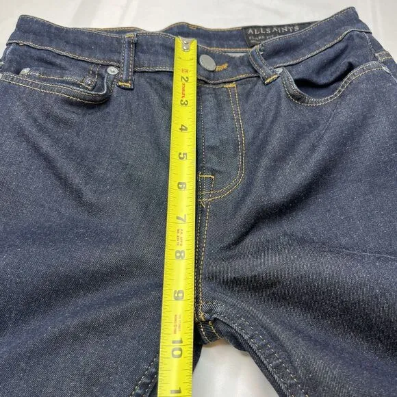 All Saints Women’s Flare Jeans Size 27 Blue Raw Indigo Dark Wash Denim Casual