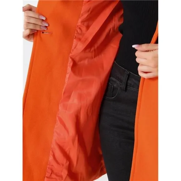 Allegra K Women's Classic Stand Collar Long Sleeve Winter Belted Long Coat