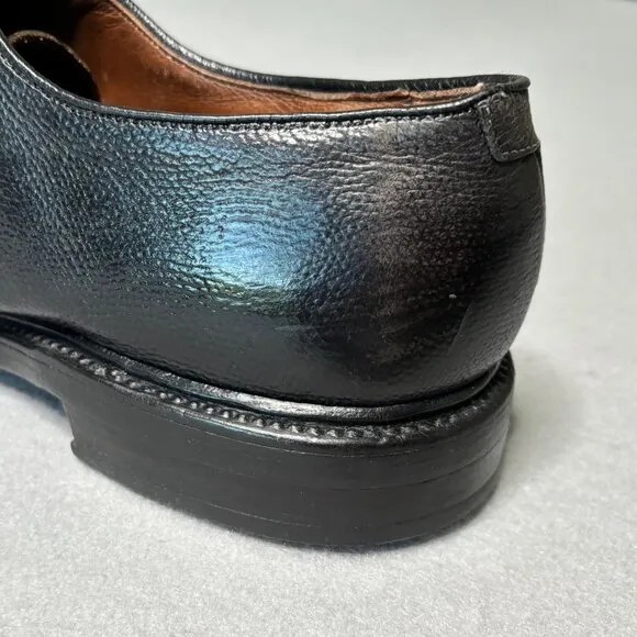 Allen Edmonds Black Leeds Plain Toe Pebbled Leather Men's Sz 11 D Dress Shoes
