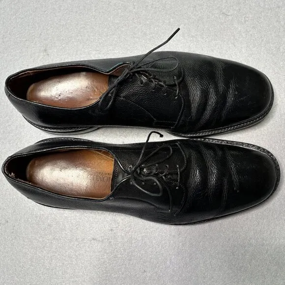 Allen Edmonds Black Leeds Plain Toe Pebbled Leather Men's Sz 11 D Dress Shoes