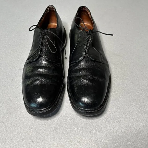 Allen Edmonds Black Leeds Plain Toe Pebbled Leather Men's Sz 11 D Dress Shoes