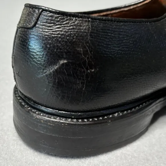 Allen Edmonds Black Leeds Plain Toe Pebbled Leather Men's Sz 11 D Dress Shoes