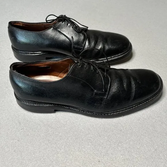 Allen Edmonds Black Leeds Plain Toe Pebbled Leather Men's Sz 11 D Dress Shoes