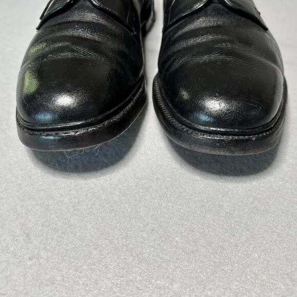 Allen Edmonds Black Leeds Plain Toe Pebbled Leather Men's Sz 11 D Dress Shoes