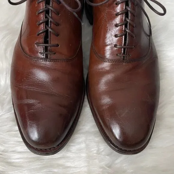 Allen Edmonds Carlyle Oxford Leather Plain Toe Dress Shoes Mens Size 10 E Brown